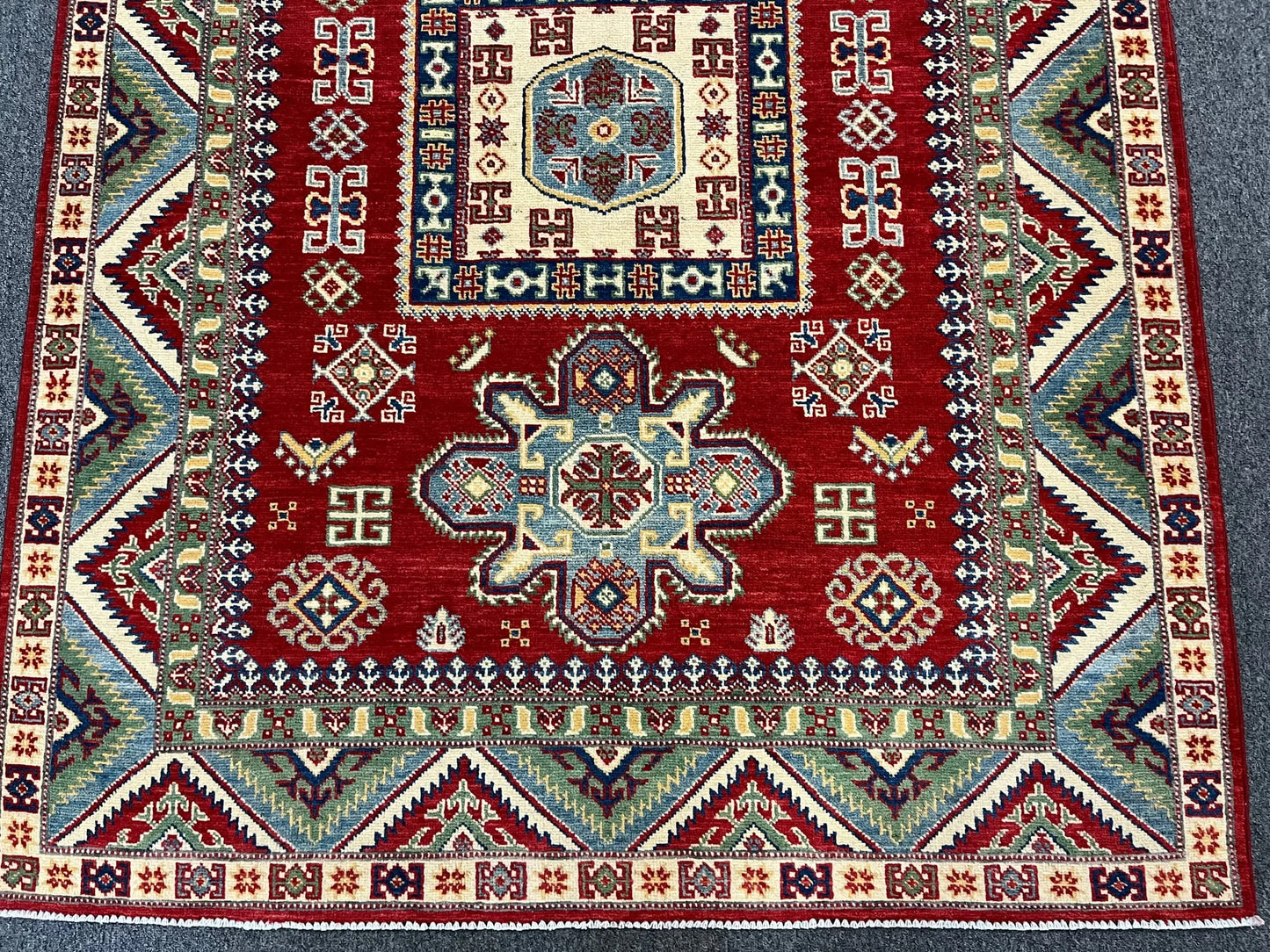 Kazak Red 5X7 Handmade Wool Rug # 12534