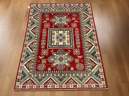 Kazak Red 5X7 Handmade Wool Rug # 12534