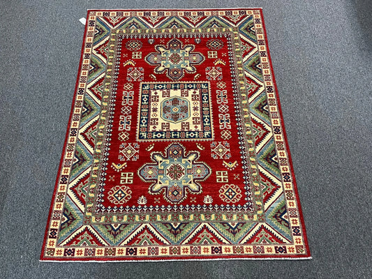 Kazak Red 5X7 Handmade Wool Rug # 12534