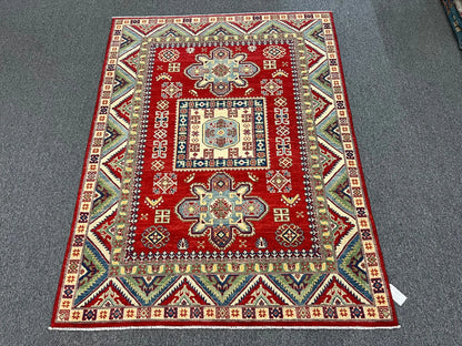 Kazak Red 5X7 Handmade Wool Rug # 12534