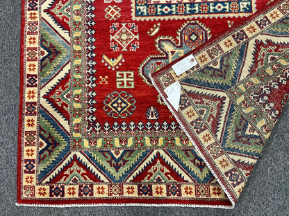 Kazak Red 5X7 Handmade Wool Rug # 12534