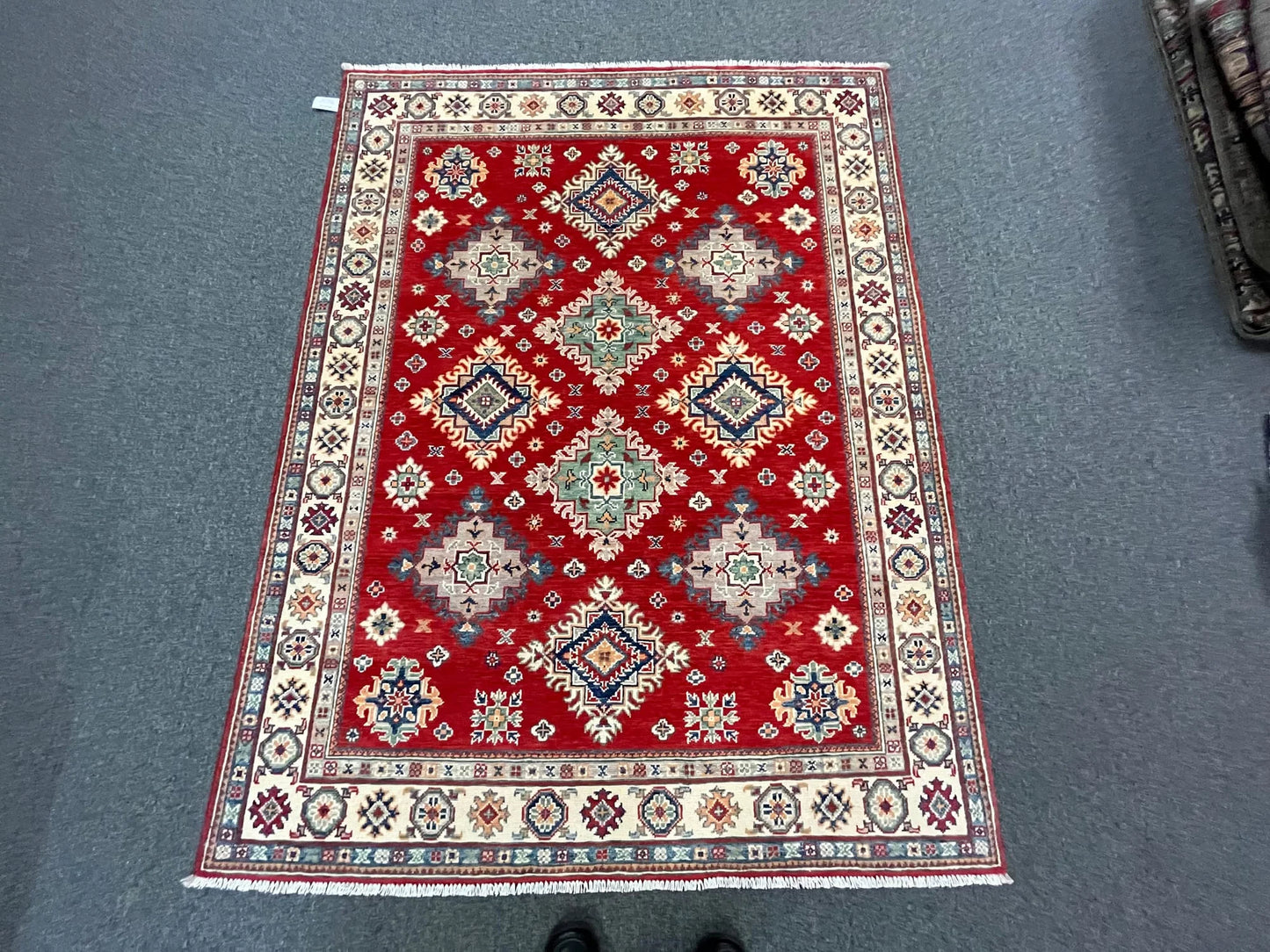 Kazak Red 5X7 Handmade Wool Rug # 12679