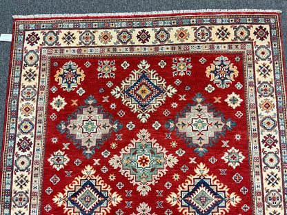 Kazak Red 5X7 Handmade Wool Rug # 12679