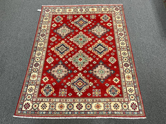 Kazak Red 5X7 Handmade Wool Rug # 12679