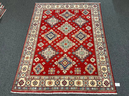 Kazak Red 5X7 Handmade Wool Rug # 12679