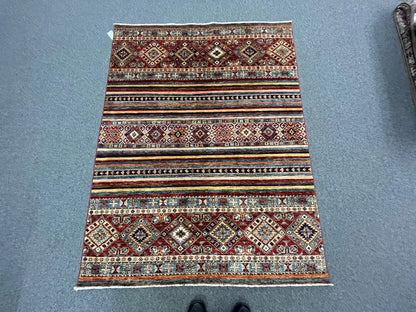 Khorjin Multicolor 5X7 Handmade Wool Rug # 12891