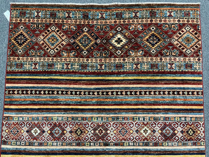 Khorjin Multicolor 5X7 Handmade Wool Rug # 12891