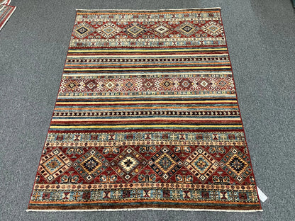 Khorjin Multicolor 5X7 Handmade Wool Rug # 12891