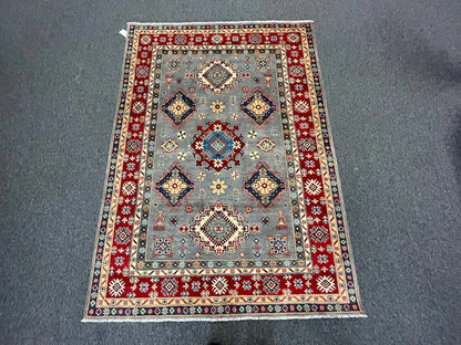 Kazak Gray Brown 5X7 Handmade Wool Rug # 12718