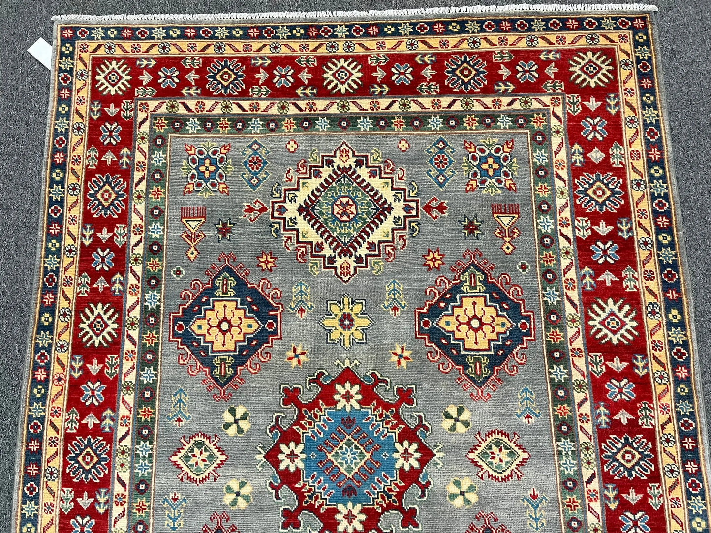 Kazak Gray Brown 5X7 Handmade Wool Rug # 12718