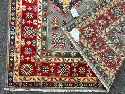 Kazak Gray Brown 5X7 Handmade Wool Rug # 12718