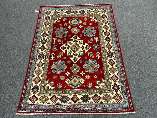 Kazak Red 5X7 Handmade Wool Rug # 12508
