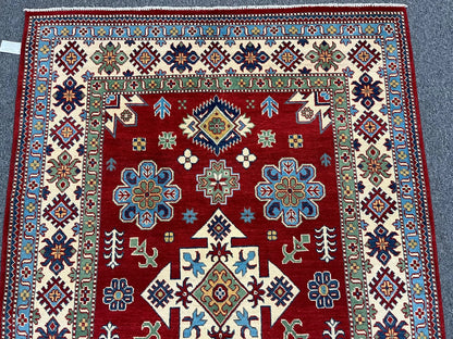 Kazak Red 5X7 Handmade Wool Rug # 12508