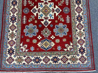 Kazak Red 5X7 Handmade Wool Rug # 12508