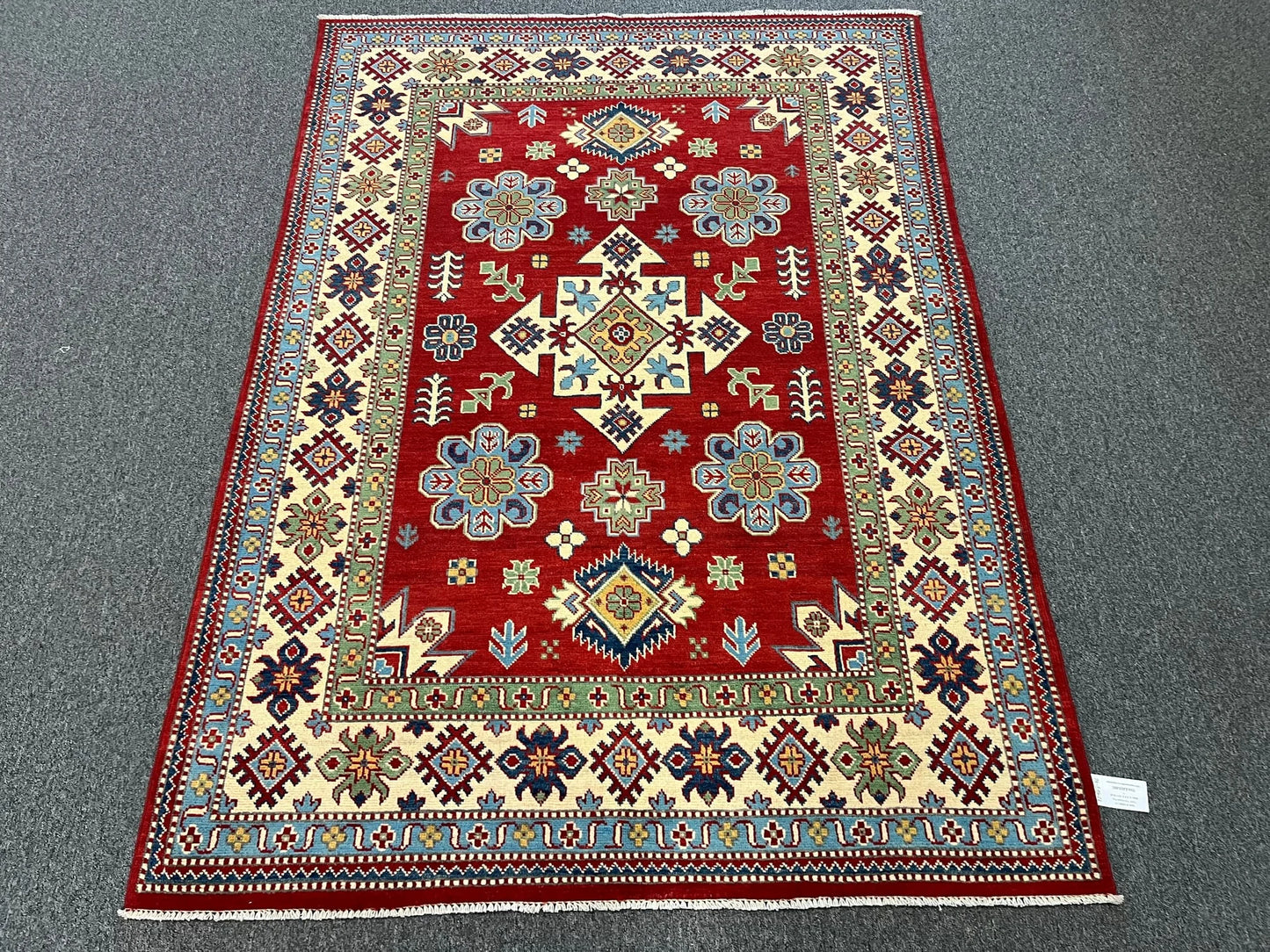 Kazak Red 5X7 Handmade Wool Rug # 12508