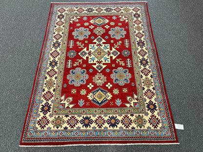 Kazak Red 5X7 Handmade Wool Rug # 12508