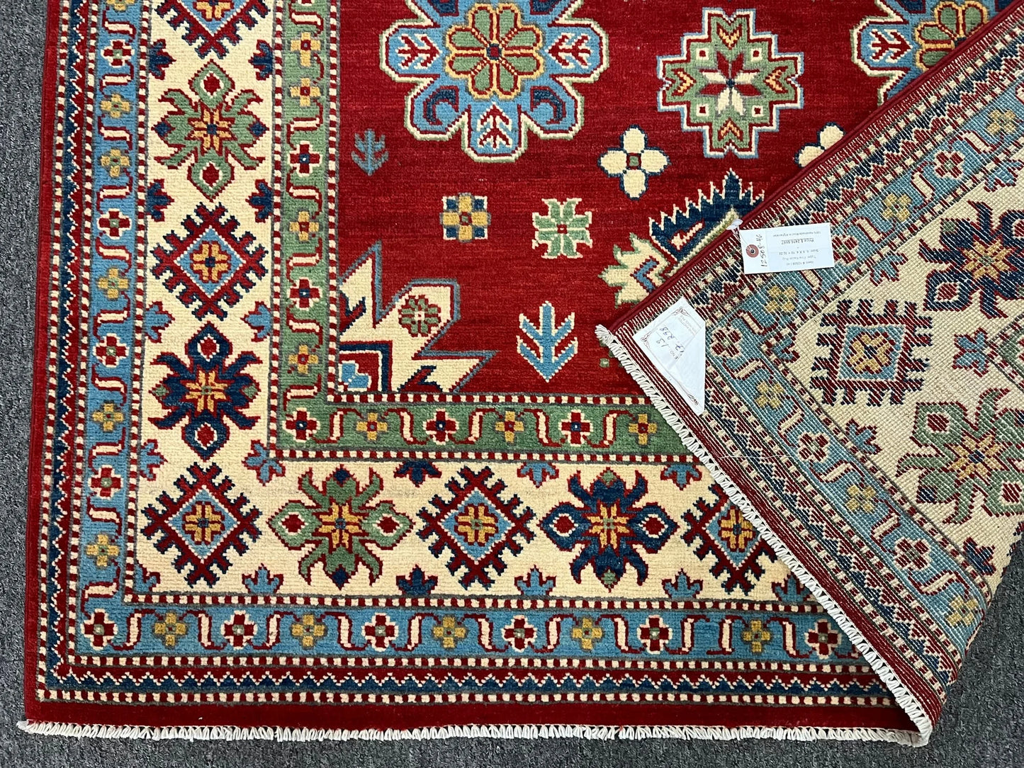 Kazak Red 5X7 Handmade Wool Rug # 12508