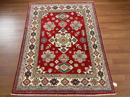 Kazak Rug 5X7 Kazak Handmade Wool # 12507