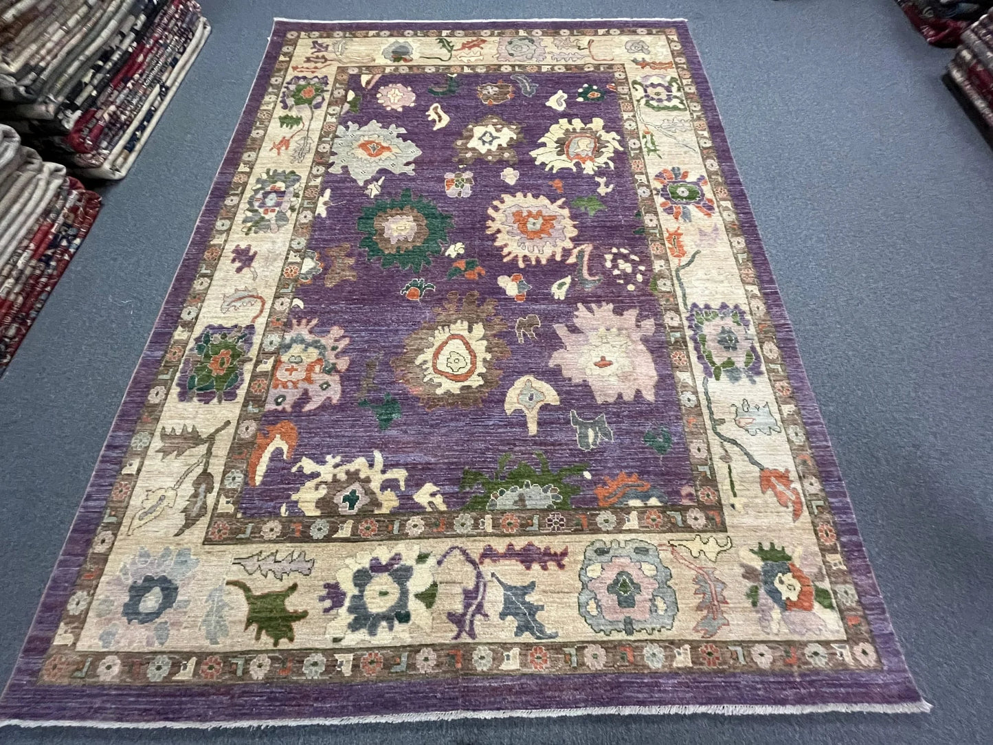 Oushak Lavender/Purple 9X12 Handmade Wool Rug # 12924