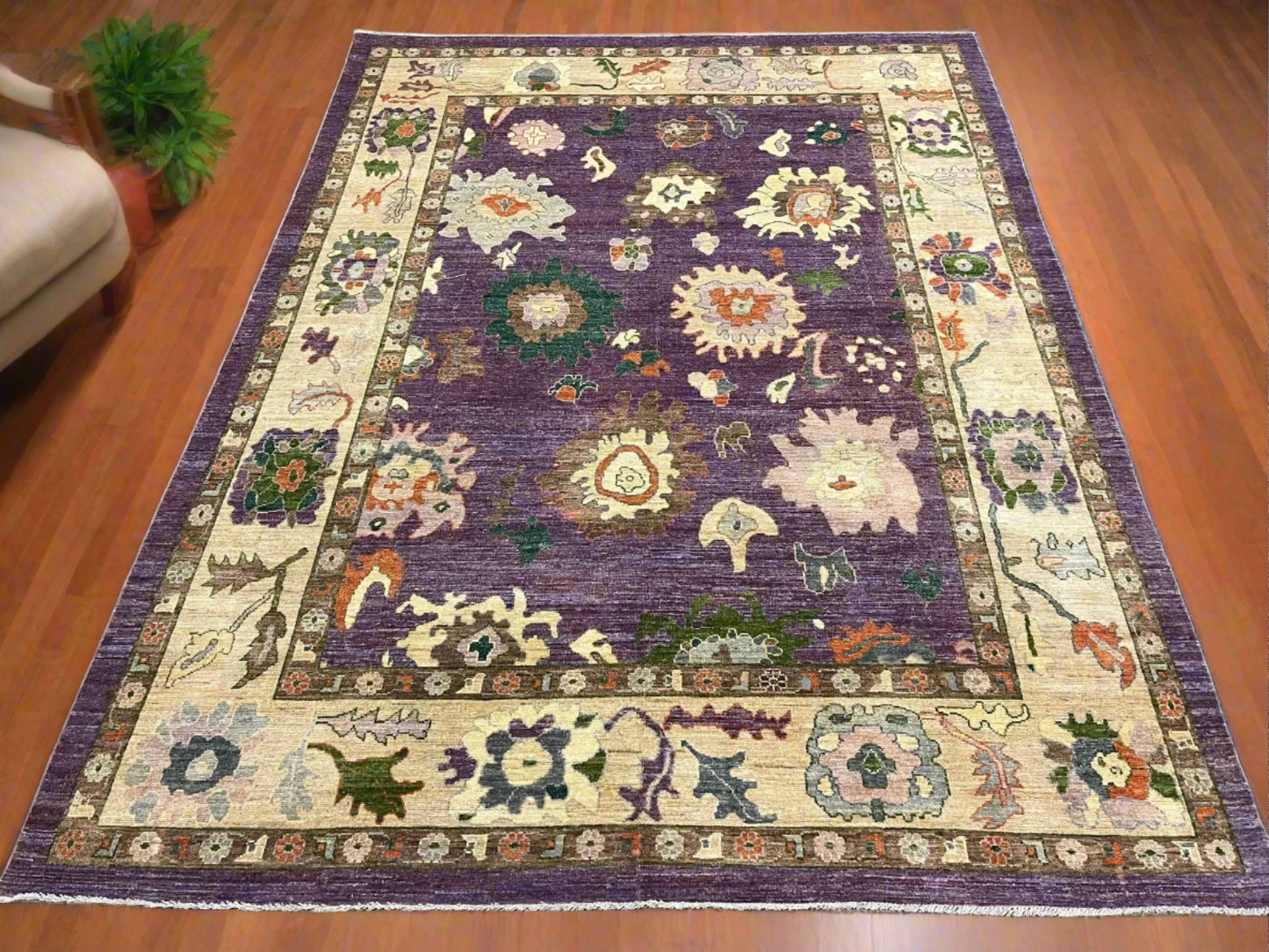 Oushak Lavender/Purple 9X12 Handmade Wool Rug # 12924