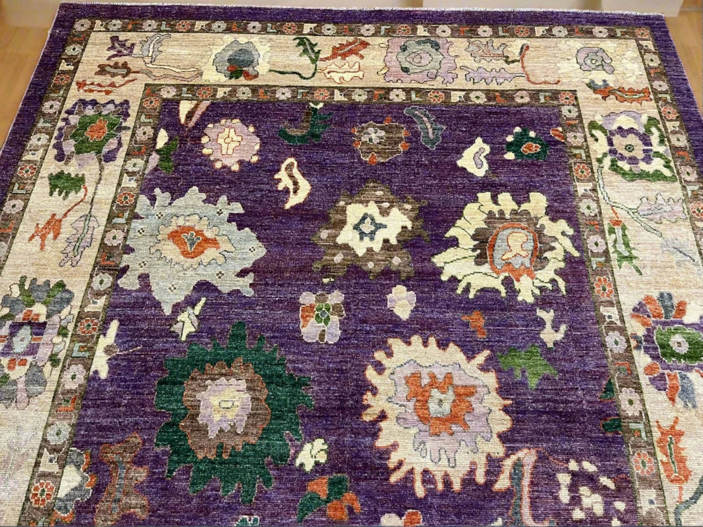 Oushak Lavender/Purple 9X12 Handmade Wool Rug # 12924