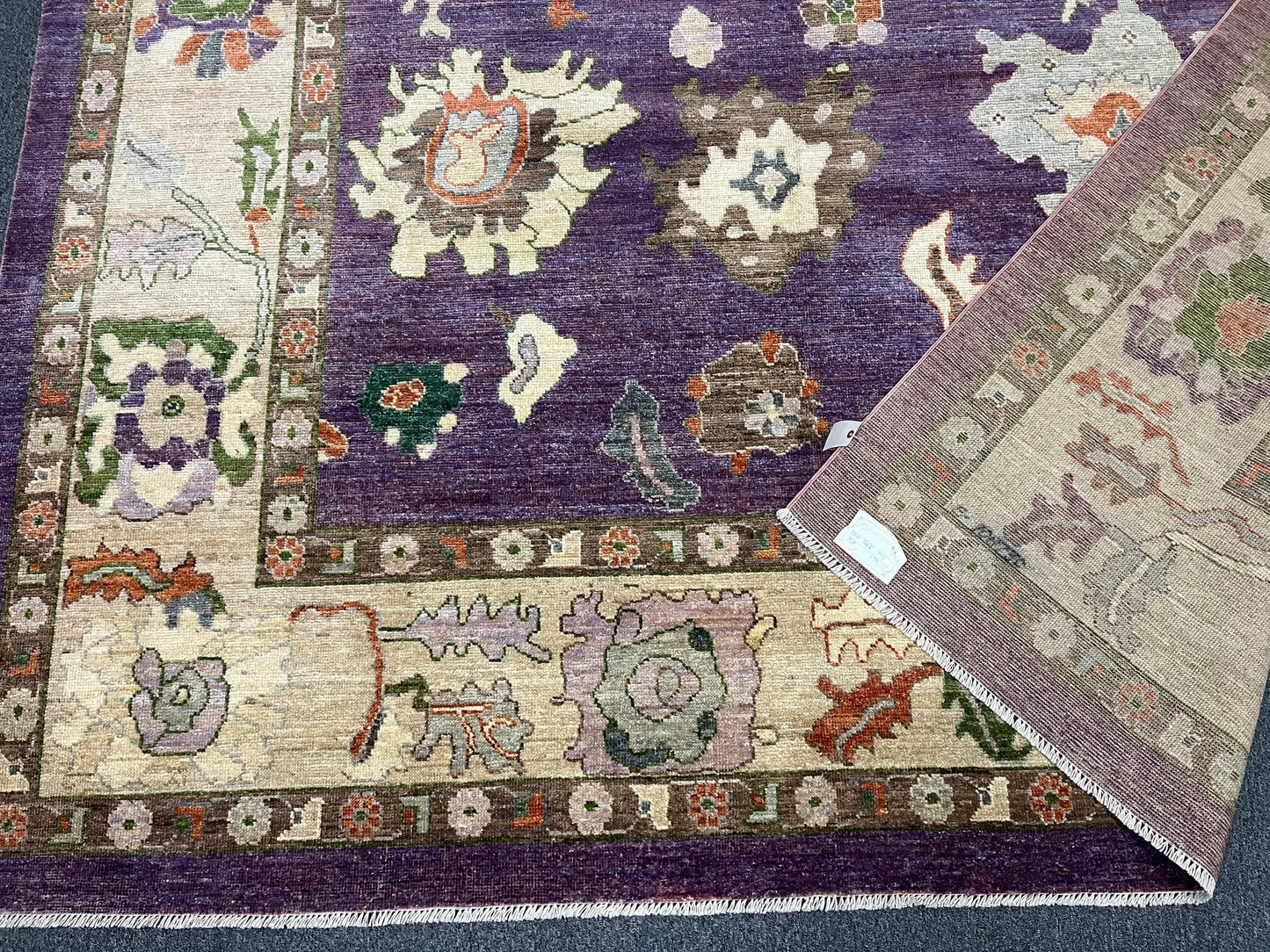 Oushak Lavender/Purple 9X12 Handmade Wool Rug # 12924