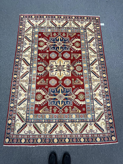 Kazak Red 6X8 Handmade Wool Rug # 12515