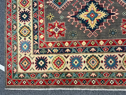 Kazak Gray Brown 6X9 Handmade Wool Rug # 12466