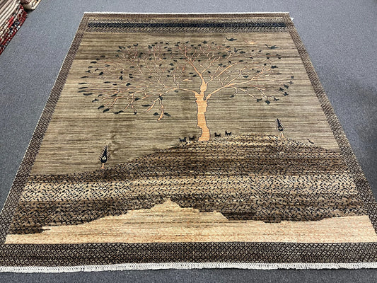 8X10 Tree of Life Handmade Wool Rug # 12817