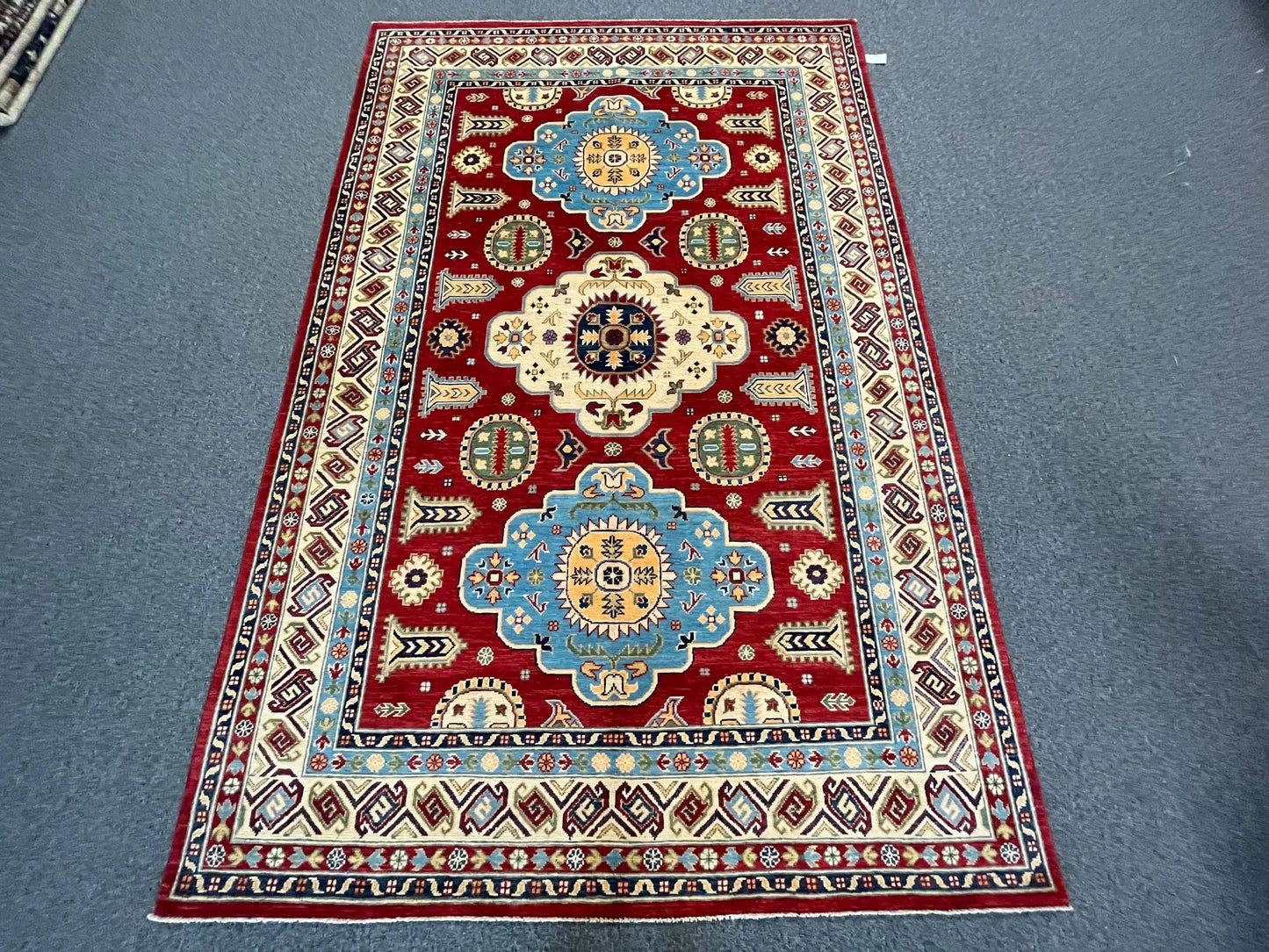 Red/Beige Multicolor Kazak 6X9 Handmade Wool Rug # 12467