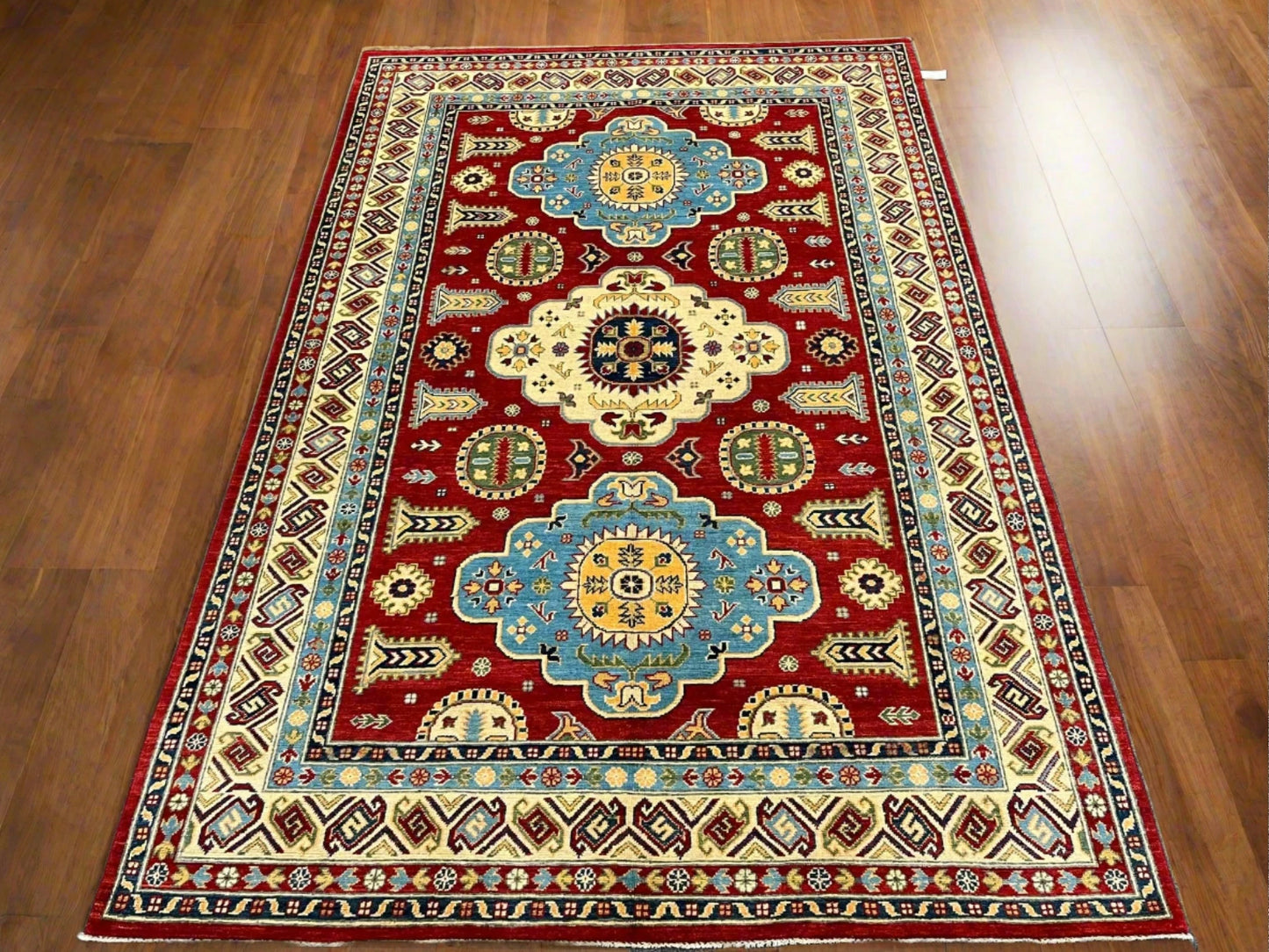 Red/Beige Multicolor Kazak 6X9 Handmade Wool Rug # 12467