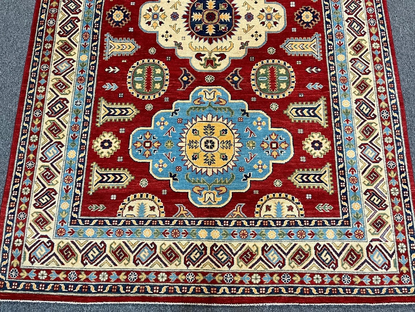 Red/Beige Multicolor Kazak 6X9 Handmade Wool Rug # 12467