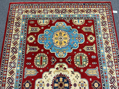 Red/Beige Multicolor Kazak 6X9 Handmade Wool Rug # 12467