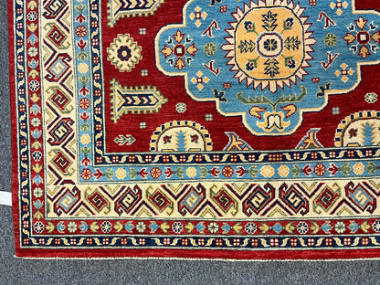 Red/Beige Multicolor Kazak 6X9 Handmade Wool Rug # 12467