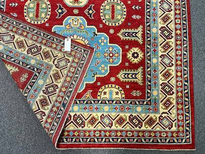 Red/Beige Multicolor Kazak 6X9 Handmade Wool Rug # 12467