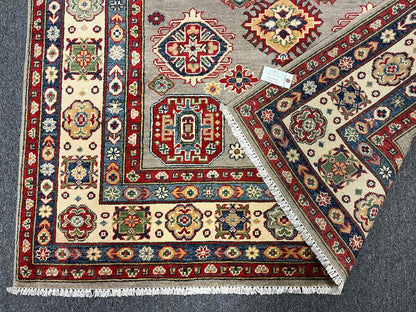 Kazak Gray Brown 6X8 Handmade Wool Rug # 12685