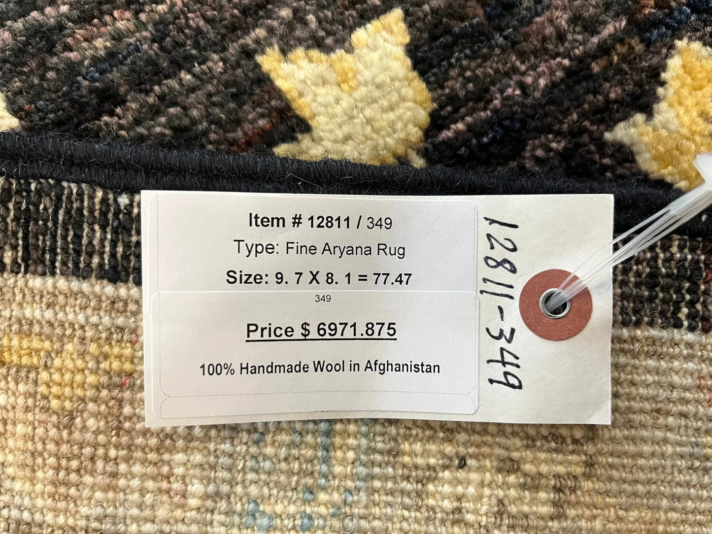 8X10 Chobi Ivory/Black Handmade Wool Rug # 12811
