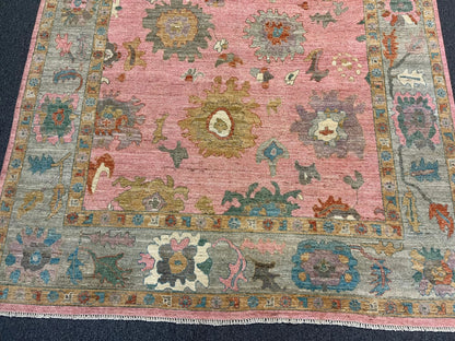 8X10 Oushak Pink Handmade Wool Rug # 12959