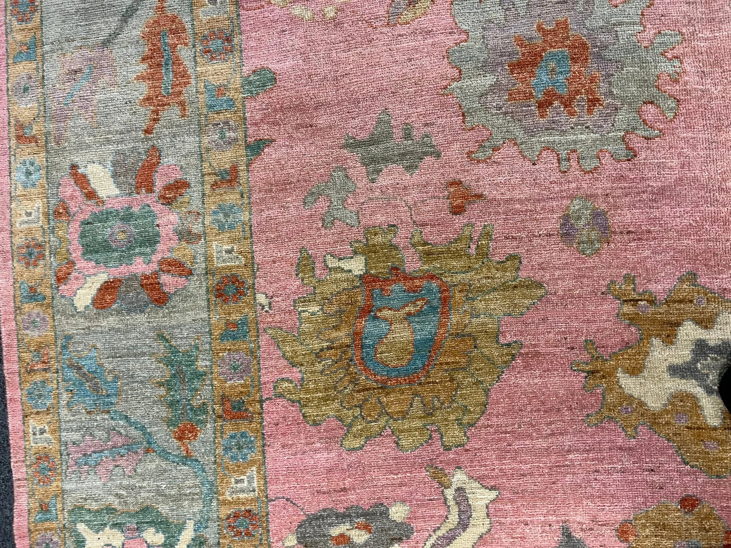 8X10 Oushak Pink Handmade Wool Rug # 12959