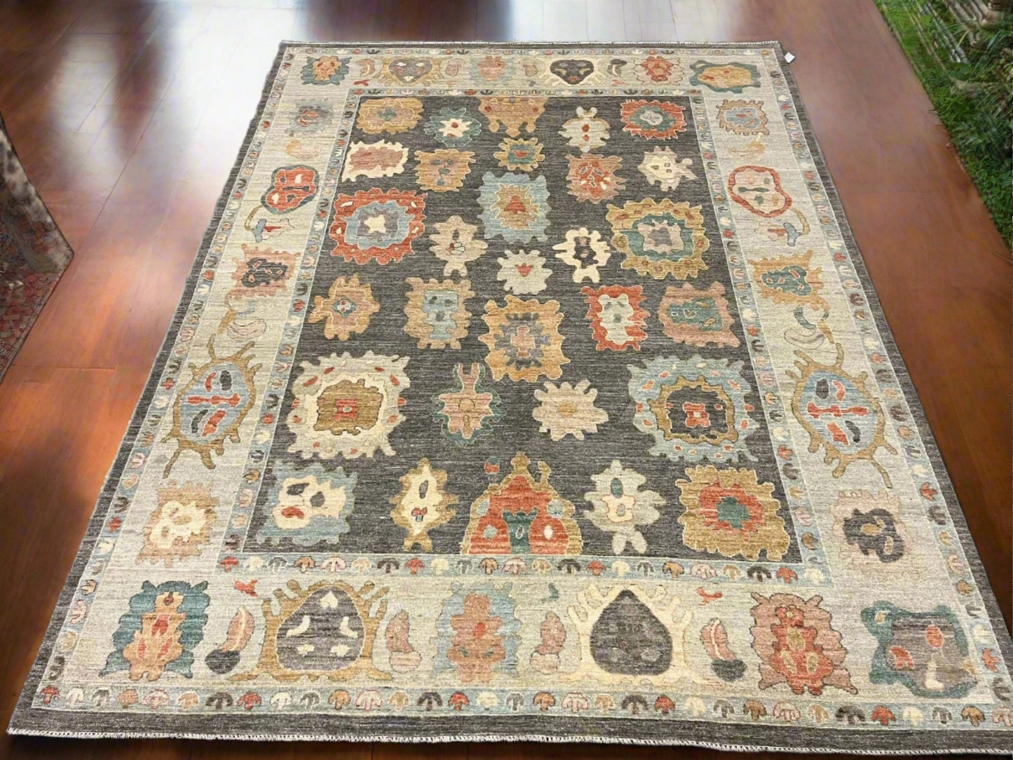 Gray/Beige 9X12 Oushak Handmade Wool Rug # 12961