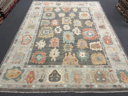 Gray/Beige 9X12 Oushak Handmade Wool Rug # 12961