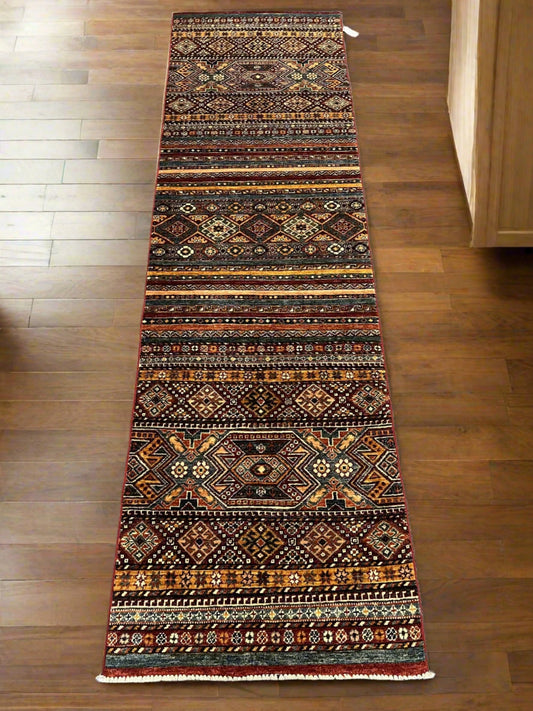 Runner Multicolor Khorjin 2' 9"X10' Handmade Wool Rug # 12907