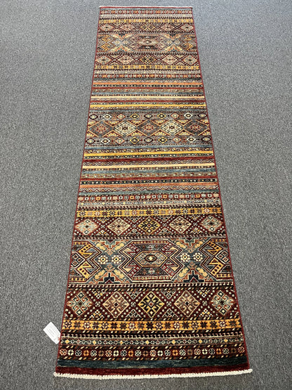 Runner Multicolor Khorjin 2' 9"X10' Handmade Wool Rug # 12907