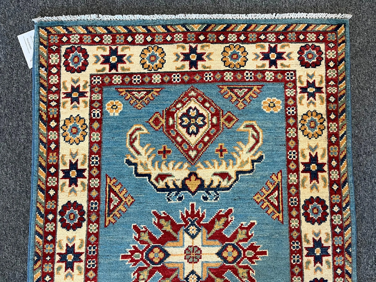 Kazak Light Blue 3X4 Handmade Wool Rug # 12581