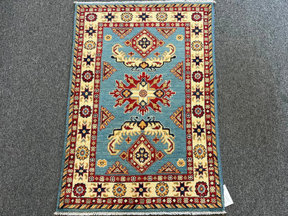 Kazak Light Blue 3X4 Handmade Wool Rug # 12581