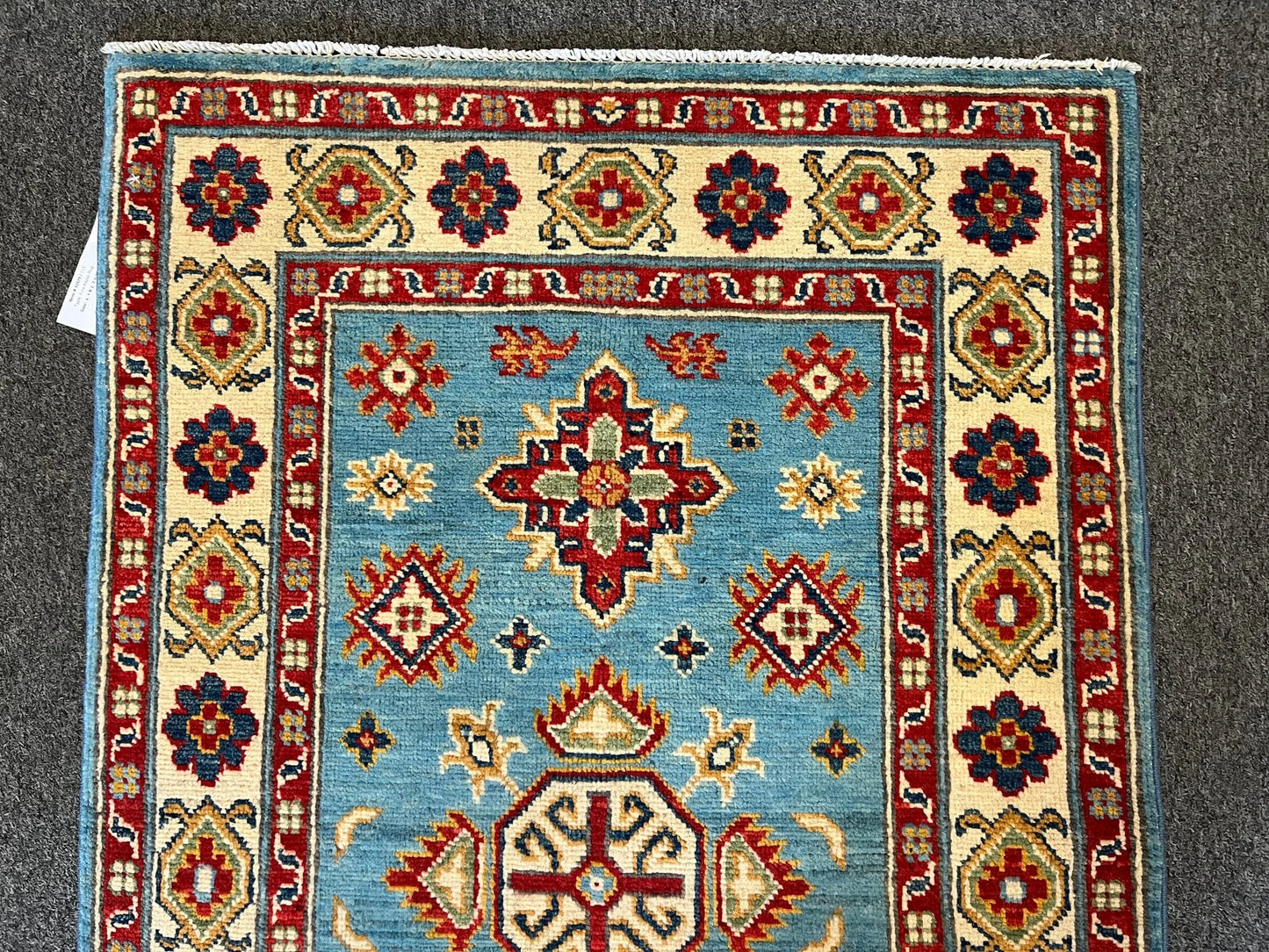 Kazak Light Blue 3X4 Handmade Wool Rug # 12575