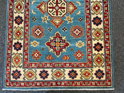 Kazak Light Blue 3X4 Handmade Wool Rug # 12575