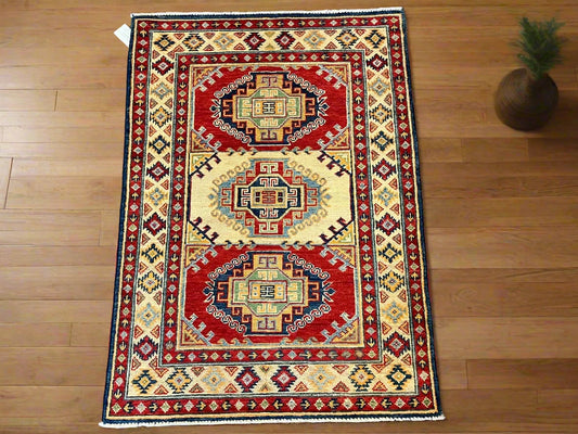 Kazak Multicolor 3X4 Handmade Wool Rug # 12580