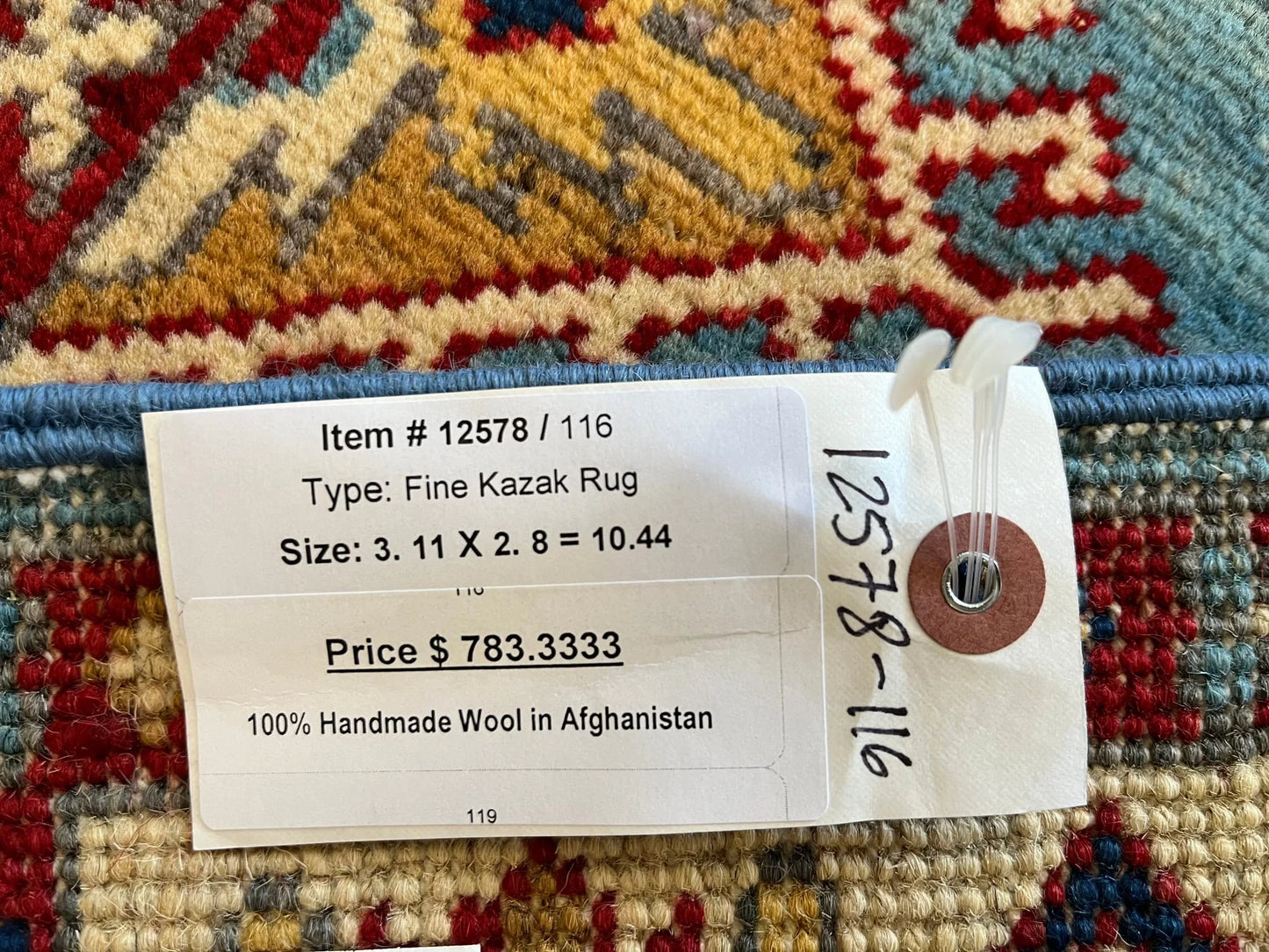 3' X 4' Kazak Handmade Wool Rug # 12578