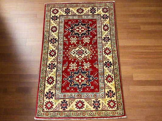 Red Kazak 3X4 Handmade Wool Rug # 12576